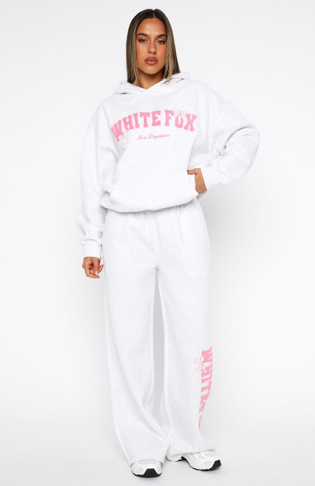 Daydreamers Madeline Wide Leg Sweatpants Grey Marle