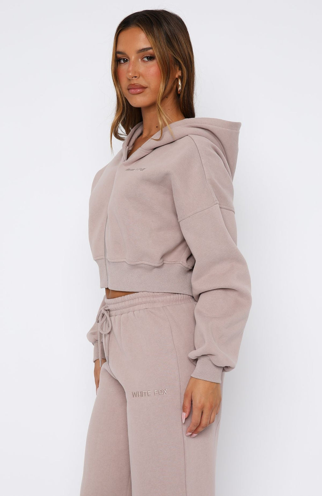 Stay Lifted Cropped Hoodie Cinnamon