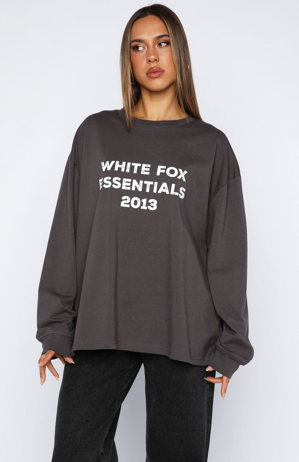 Feel The Vibe Long Sleeve Tee Charcoal