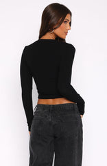 Get Your Bag Long Sleeve Top Black